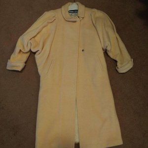 Vintage long wool coat, "Elissa", off-white, cream